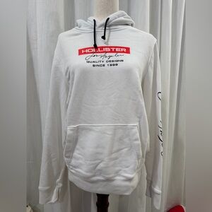 Hollister White Hoodie with Red Logo
